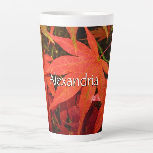 Crimson Maple Leaves - Groot Gepersonaliseerd Latte Mok (Voorkant)