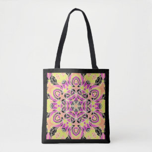 Crimson, meerkleurige mandala tote bag