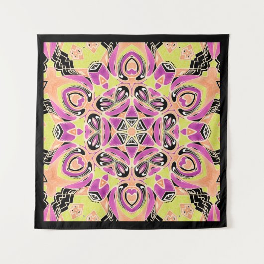 Crimson, meerkleurige mandala wandkleed (Voorkant)