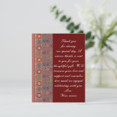 Crimson met Colour Tatreez Wedding Hartelijk dank Kaart (Staand voorkant)