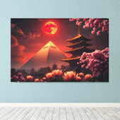 Crimson Moon: Lotus Sanctuary Canvas Afdruk (Insitu (Houten vloer))