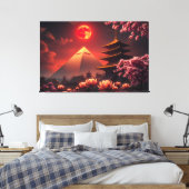 Crimson Moon: Lotus Sanctuary Canvas Afdruk (Insitu (Slaapkamer))