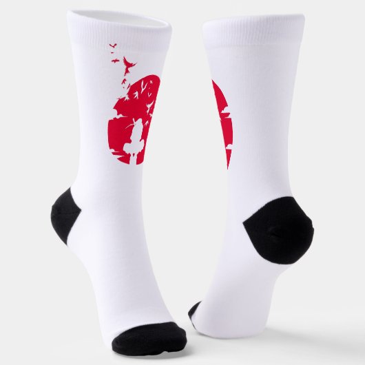 Crimson Moon Ninja - Japanse Silhouette Kunst Sokken (Gebogen)