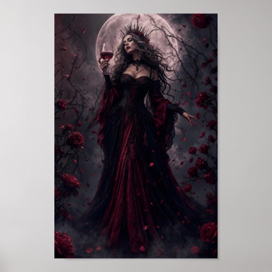Crimson Moon Queen Gotische Fantasy Poster (Voorkant)