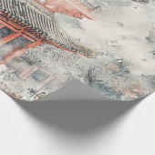 Crimson Mountain Pagoda Inktwash (1) Cadeaupapier (Hoek)