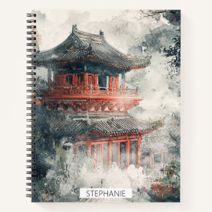 Crimson Mountain Pagoda Inktwash (1) Notitieboek