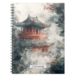 Crimson Mountain Pagoda Inktwash (1) Notitieboek