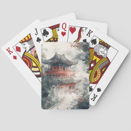 Crimson Mountain Pagoda Inktwash (1) Pokerkaarten (Achterkant)