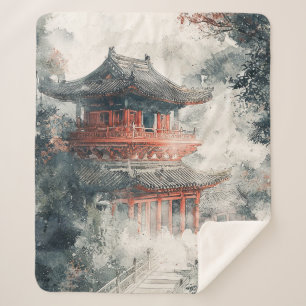 Crimson Mountain Pagoda Inktwash (1) Sherpa Deken