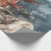 Crimson Mountain Pagoda Inktwash (2) Cadeaupapier (Hoek)