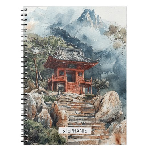 Crimson Mountain Pagoda Inktwash (2) Notitieboek (Voorkant)
