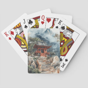 Crimson Mountain Pagoda Inktwash (2) Pokerkaarten
