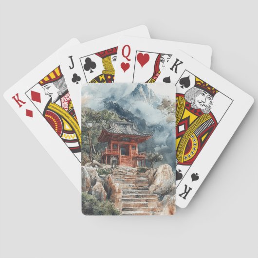 Crimson Mountain Pagoda Inktwash (2) Pokerkaarten (Achterkant)