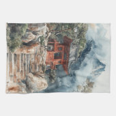 Crimson Mountain Pagoda Inktwash (2) Theedoek (Horizontaal)