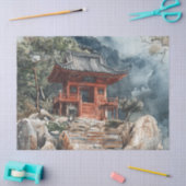 Crimson Mountain Pagoda Inktwash (2) Tissuepapier (Craft)