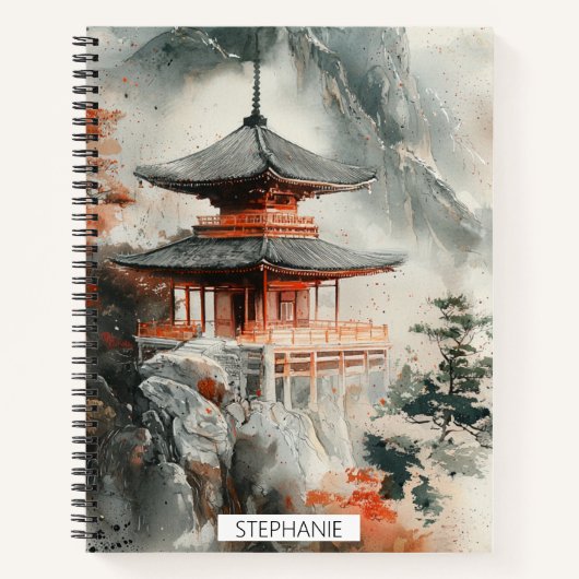 Crimson Mountain Pagoda Inktwash (3) Notitieboek (Voorkant)