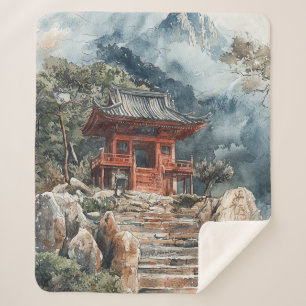 Crimson Mountain Pagoda Inktwassing (2) Sherpa Deken