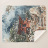 Crimson Mountain Pagoda Inktwassing (2) Sherpa Deken (Voorkant (horizontaal))
