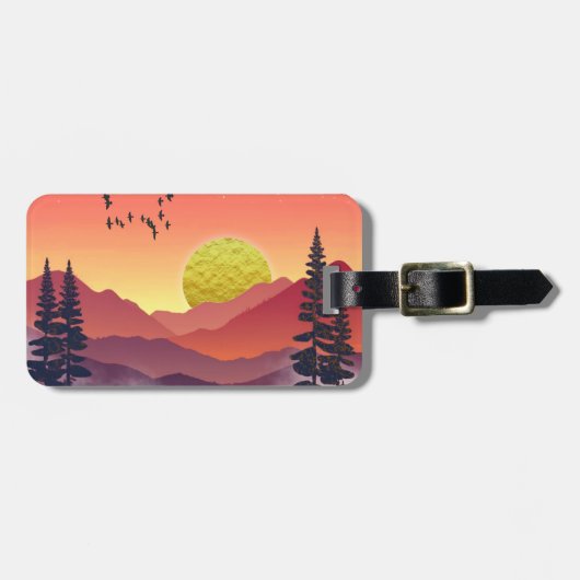Crimson Mountains Landschap Bagagelabel (Voorkant horizontaal)