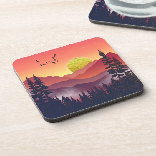 Crimson Mountains Landschap Bier Onderzetter (Linkerzijde)