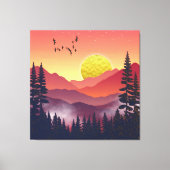 Crimson Mountains Landschap Canvas Afdruk (Voorkant)