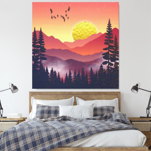 Crimson Mountains Landschap Canvas Afdruk (Insitu (Slaapkamer))