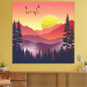 Crimson Mountains Landschap Canvas Afdruk (Insitu (Woonkamer))
