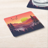 Crimson Mountains Landschap Kartonnen Onderzetters (Schuin)