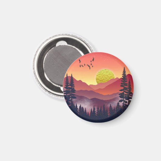 Crimson Mountains Landschap Magneet (Voorkant / Achterkant)