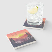 Crimson Mountains Landschap Stenen Onderzetter (Zijkant)