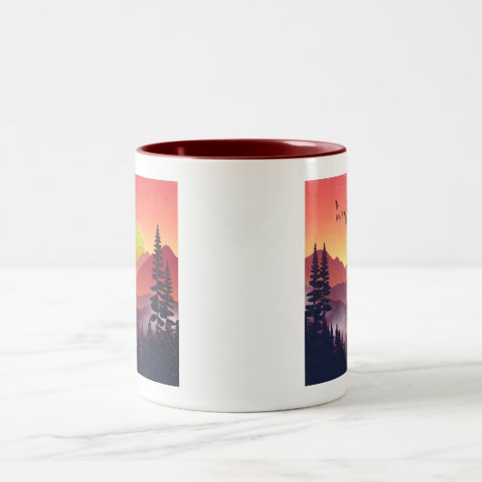 Crimson Mountains Landschap Tweekleurige Koffiemok (Center)