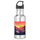 Crimson Mountains Landschap Waterfles (Voorkant)