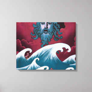 Crimson Neptune olieverfschilderij Canvas Afdruk