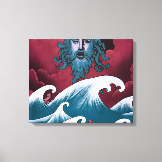 Crimson Neptune olieverfschilderij Canvas Afdruk (Voorkant)