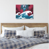 Crimson Neptune olieverfschilderij Canvas Afdruk (Insitu (Slaapkamer))
