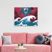 Crimson Neptune olieverfschilderij Canvas Afdruk (Insitu (Woonkamer))