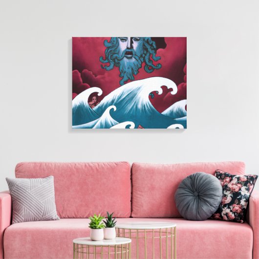Crimson Neptune olieverfschilderij Canvas Afdruk (Insitu (Woonkamer))