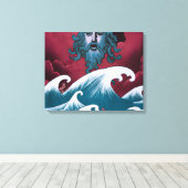 Crimson Neptune olieverfschilderij Canvas Afdruk (Insitu (Houten vloer))