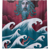 Crimson Neptune olieverfschilderij Douchegordijn (Voorkant)