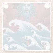 Crimson Neptune olieverfschilderij Glazen Onderzetter (Achterkant)