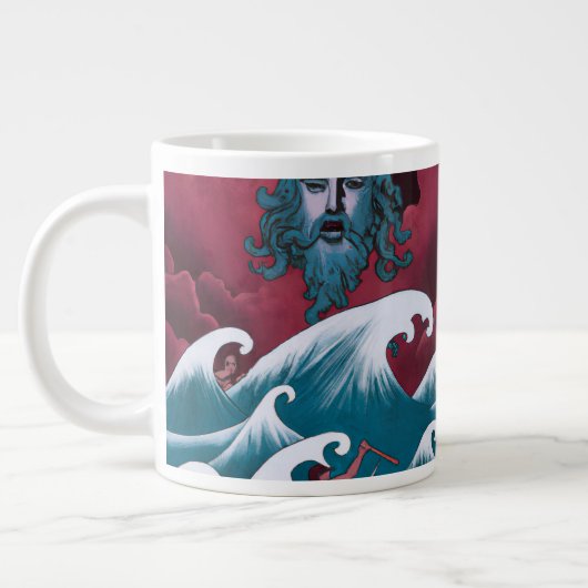 Crimson Neptune olieverfschilderij Grote Koffiekop (Links)