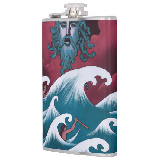 Crimson Neptune olieverfschilderij Heupfles (Links)