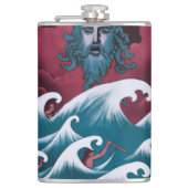 Crimson Neptune olieverfschilderij Heupfles (Voorkant)