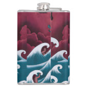 Crimson Neptune olieverfschilderij Heupfles (Achterkant)