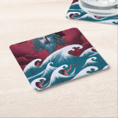 Crimson Neptune olieverfschilderij Kartonnen Onderzetters (Schuin)