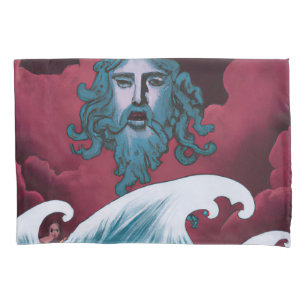 Crimson Neptune olieverfschilderij Kussensloop