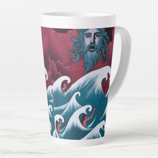 Crimson Neptune olieverfschilderij Latte Mok (Rechterhoek)