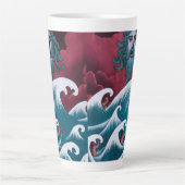 Crimson Neptune olieverfschilderij Latte Mok (Voorkant)