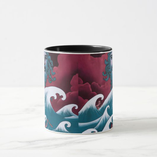 Crimson Neptune olieverfschilderij Mok (Midden)