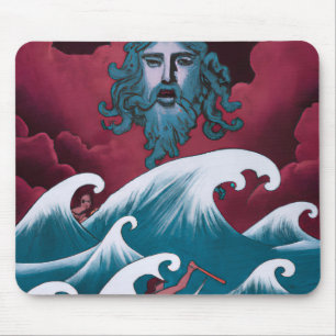 Crimson Neptune olieverfschilderij Muismat